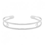 DQ Metalen basis armband 9x60mm met 2 oogjes Antiek zilver